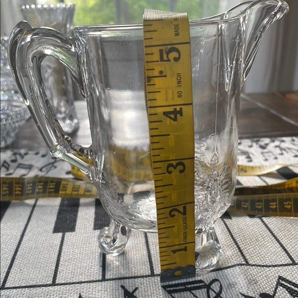 Vintage Clear Riverside Glass Co EAPG Grasshopper Pitcher Detailing Footed Base